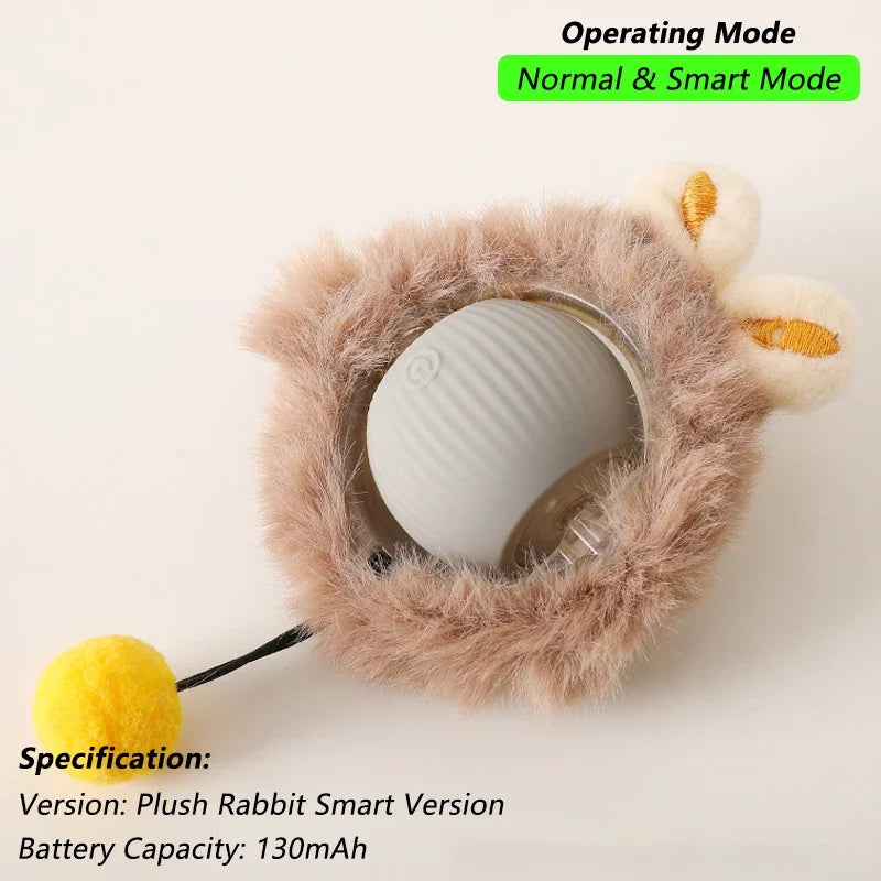 iLMH Cat Interactive Ball Toy Automatic Rolling Ball Faux Tail Rechargeable Smart Pet Electric Toy Pet Training Imitate Mouse